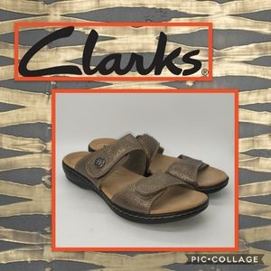 NEW Clarks Metallic Slide Sandals Size 8.5